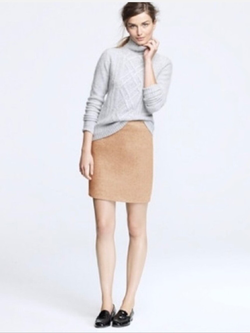 J. Crew Tan Wool Pencil Skirt Size 0